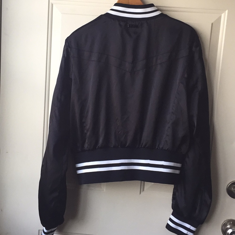 Sean Jean mesh panels crop bomber jacket - Picture 2 of 5